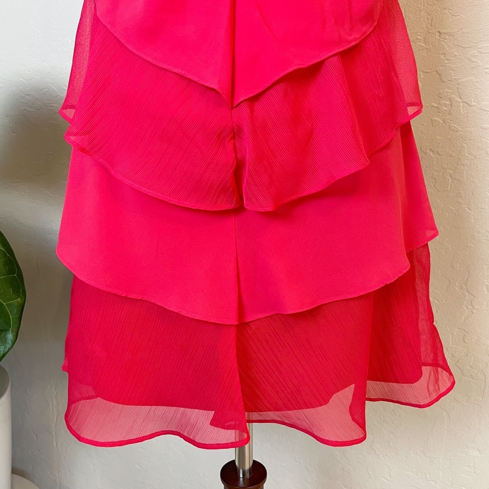 •PHASE EIGHT• Sage Pleated Ruffle Mini Dress in Raspberry‎ Size 2 - Picture 9 of 14
